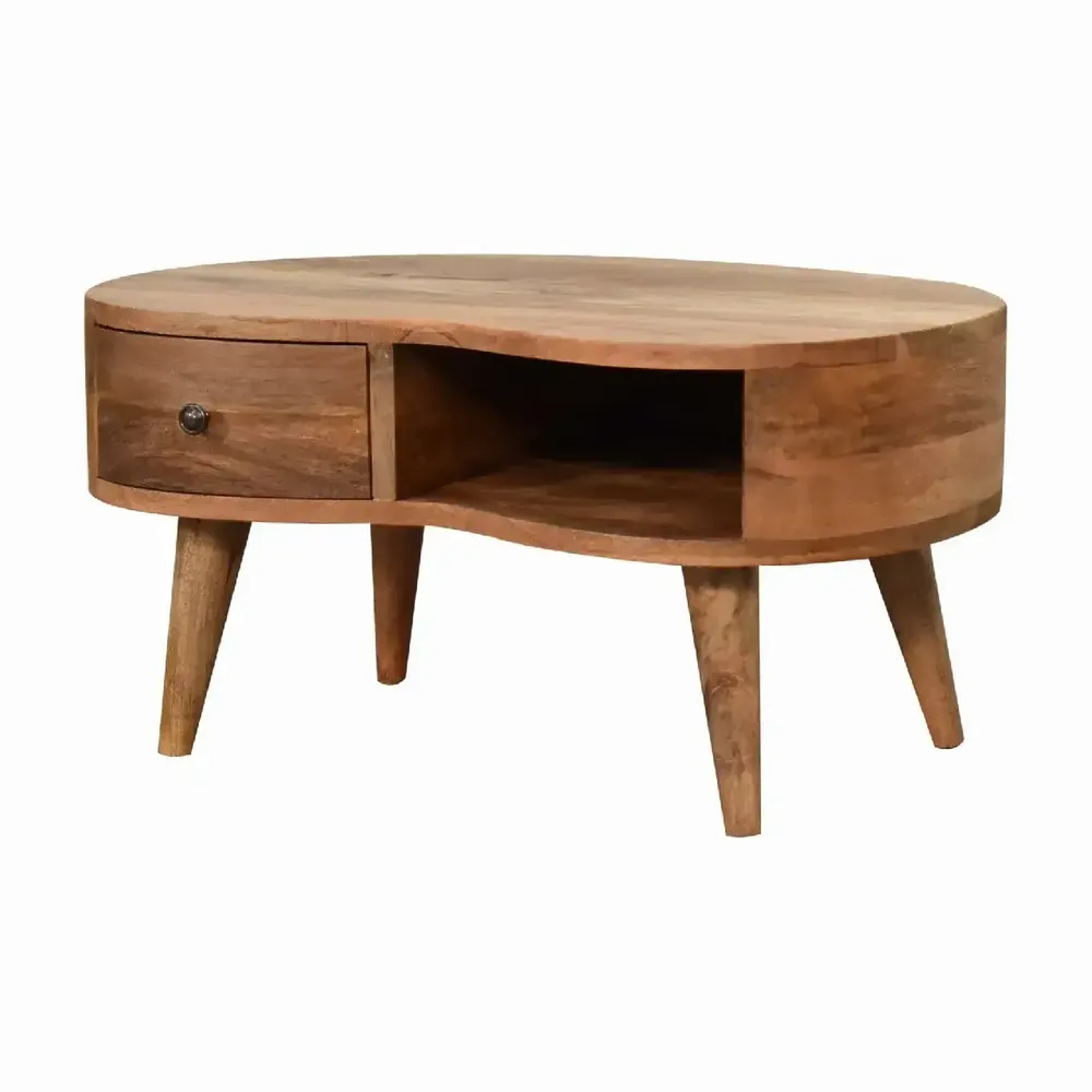 Tables basses - Artisan Furniture en bois massif Mini Chêne clair Ondulé Table basse, 1 Tiroir et Niche ouverte, Pieds nordiques, Chêne clair, Marron - ARTISAN FURNITURE