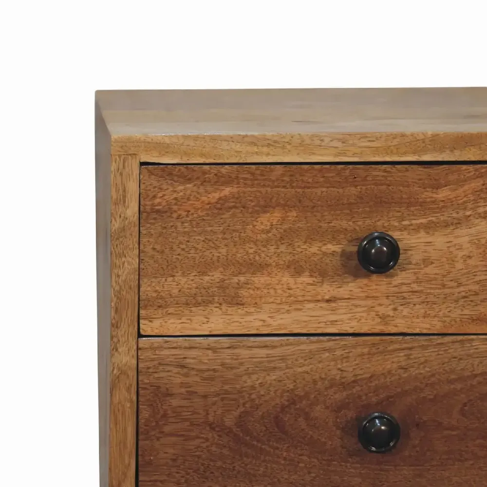 Night tables - Artisan Furniture Solid Wood Mini Oak-ish Nightstand, 2 Drawers, Beige - ARTISAN FURNITURE