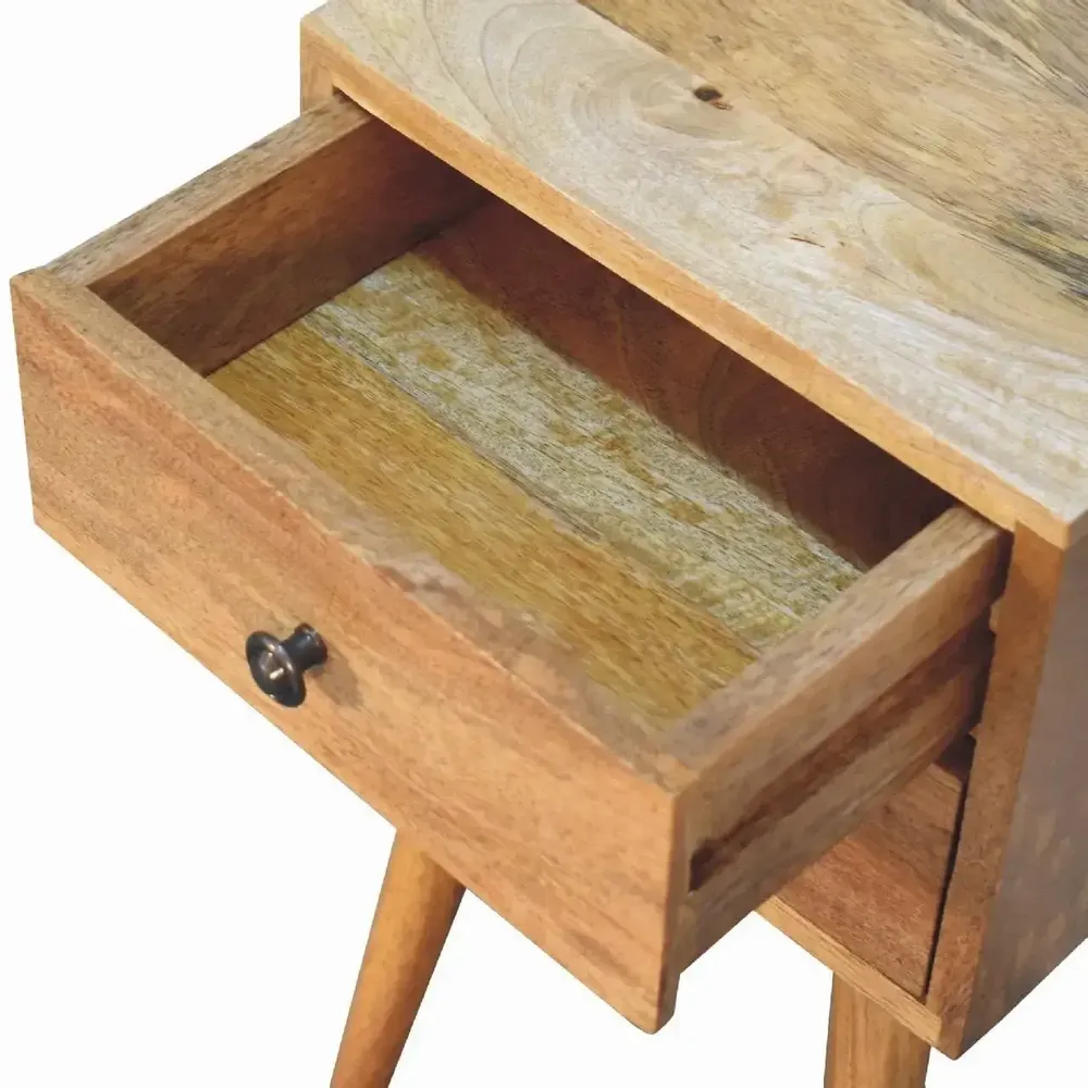 Night tables - Artisan Furniture Solid Wood Mini Oak-ish Nightstand, 2 Drawers, Beige - ARTISAN FURNITURE