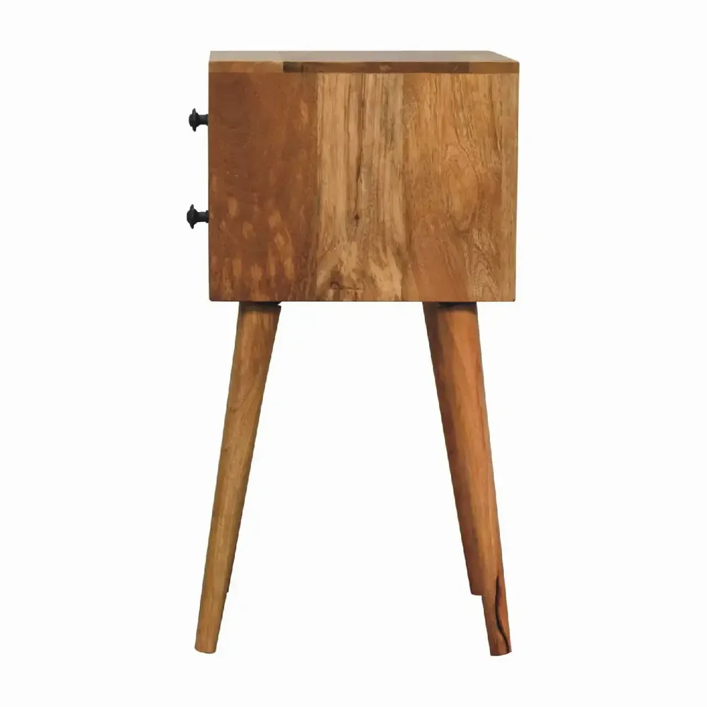 Night tables - Artisan Furniture Solid Wood Mini Oak-ish Nightstand, 2 Drawers, Beige - ARTISAN FURNITURE