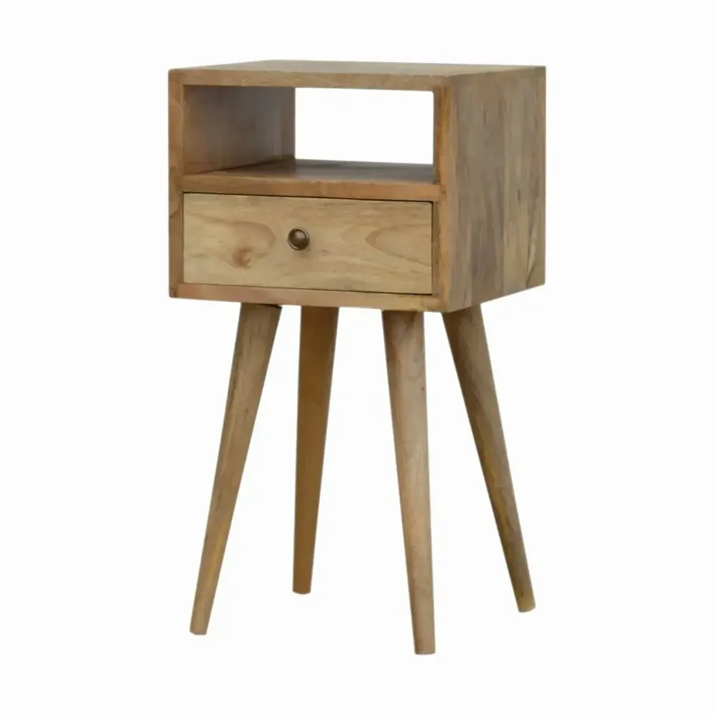 Tables de nuit - Artisan Furniture en bois massif Mini Chêne clair Table de chevet, 1 Tiroir et Niche ouverte, Beige - ARTISAN FURNITURE