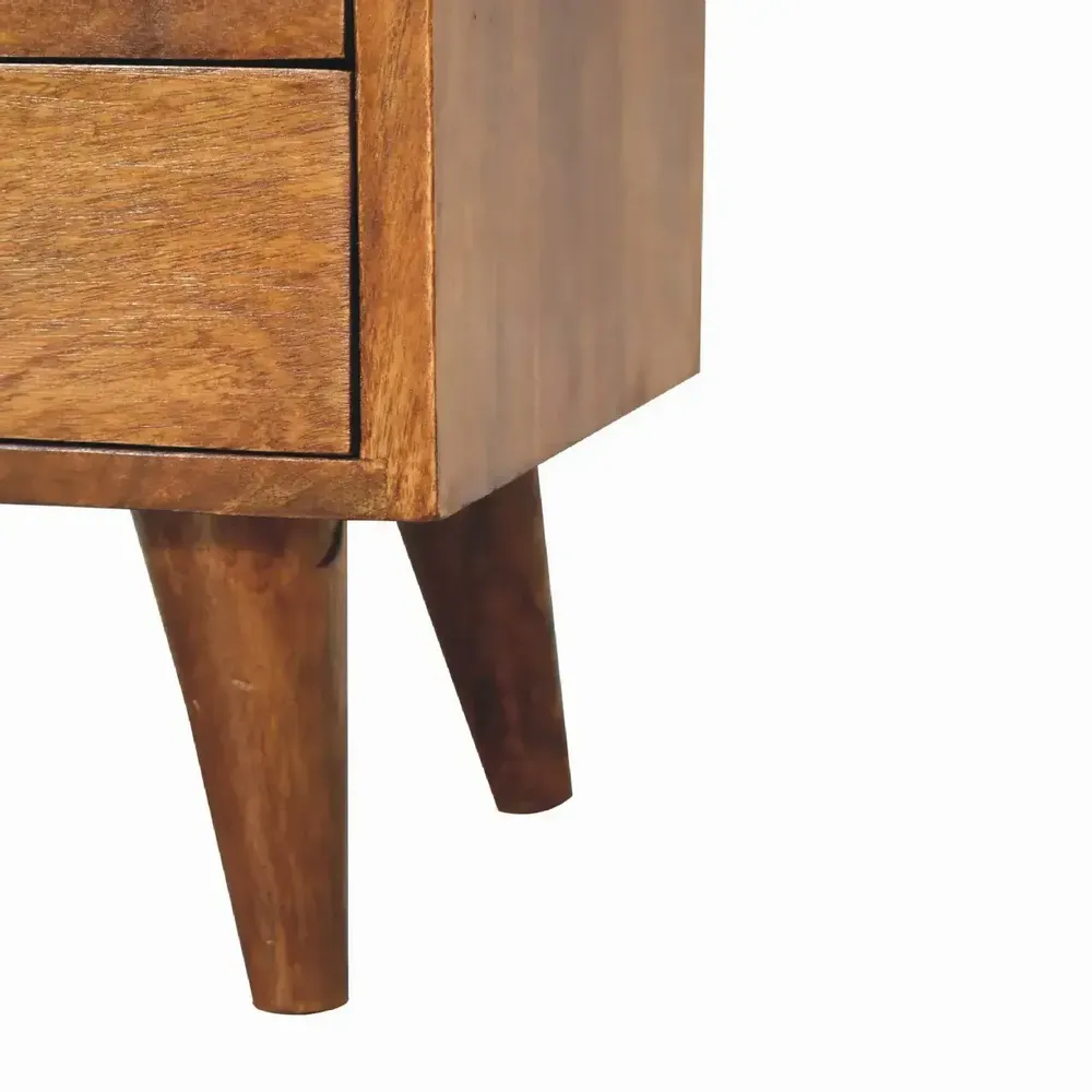 Tables de nuit - Artisan Furniture en bois massif Mini Classic Commodenut Table de chevet, 2 Tiroirs et Niche ouverte, Marron Foncé - ARTISAN FURNITURE