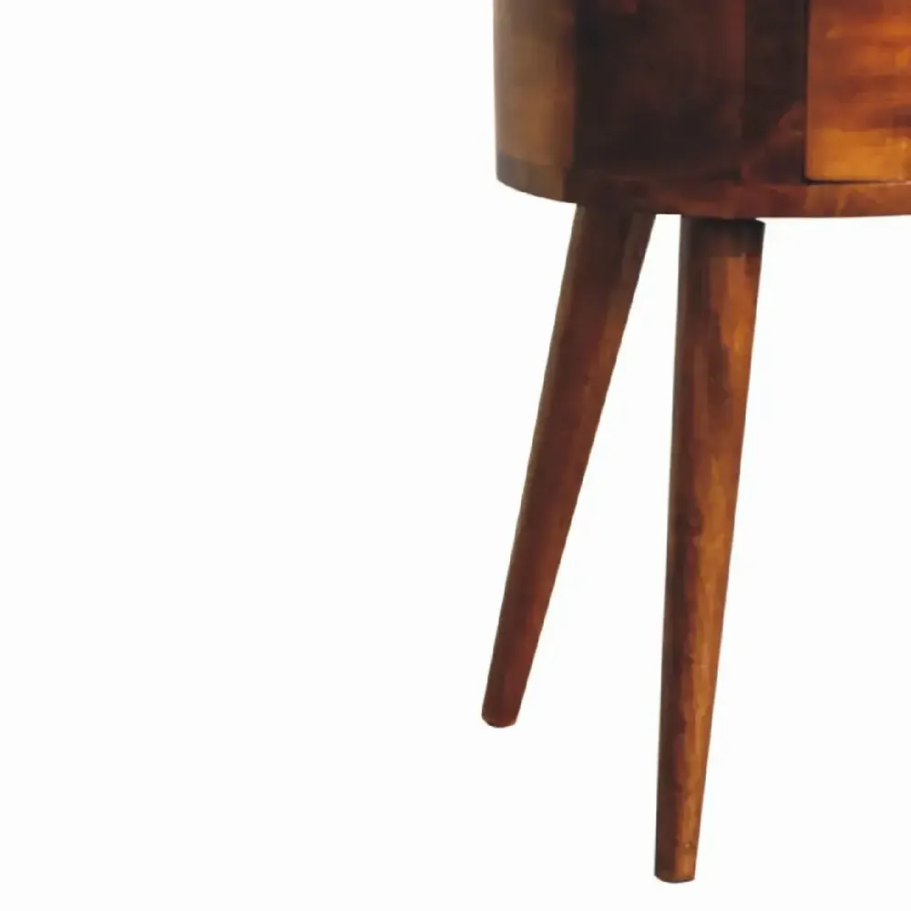 Night tables - Artisan Furniture Solid Wood Mini Chestnut Rounded Nightstand Table, 2 Drawers, Dark Brown - ARTISAN FURNITURE