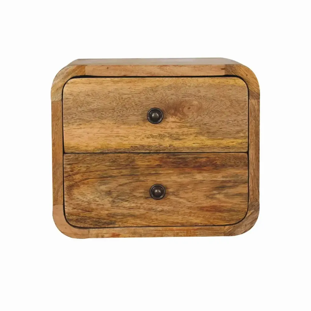 Tables de nuit - Artisan Furniture en bois massif Mini Courbe Chêne clair Suspendu Table de chevet, 2 Tiroirs, Beige - ARTISAN FURNITURE