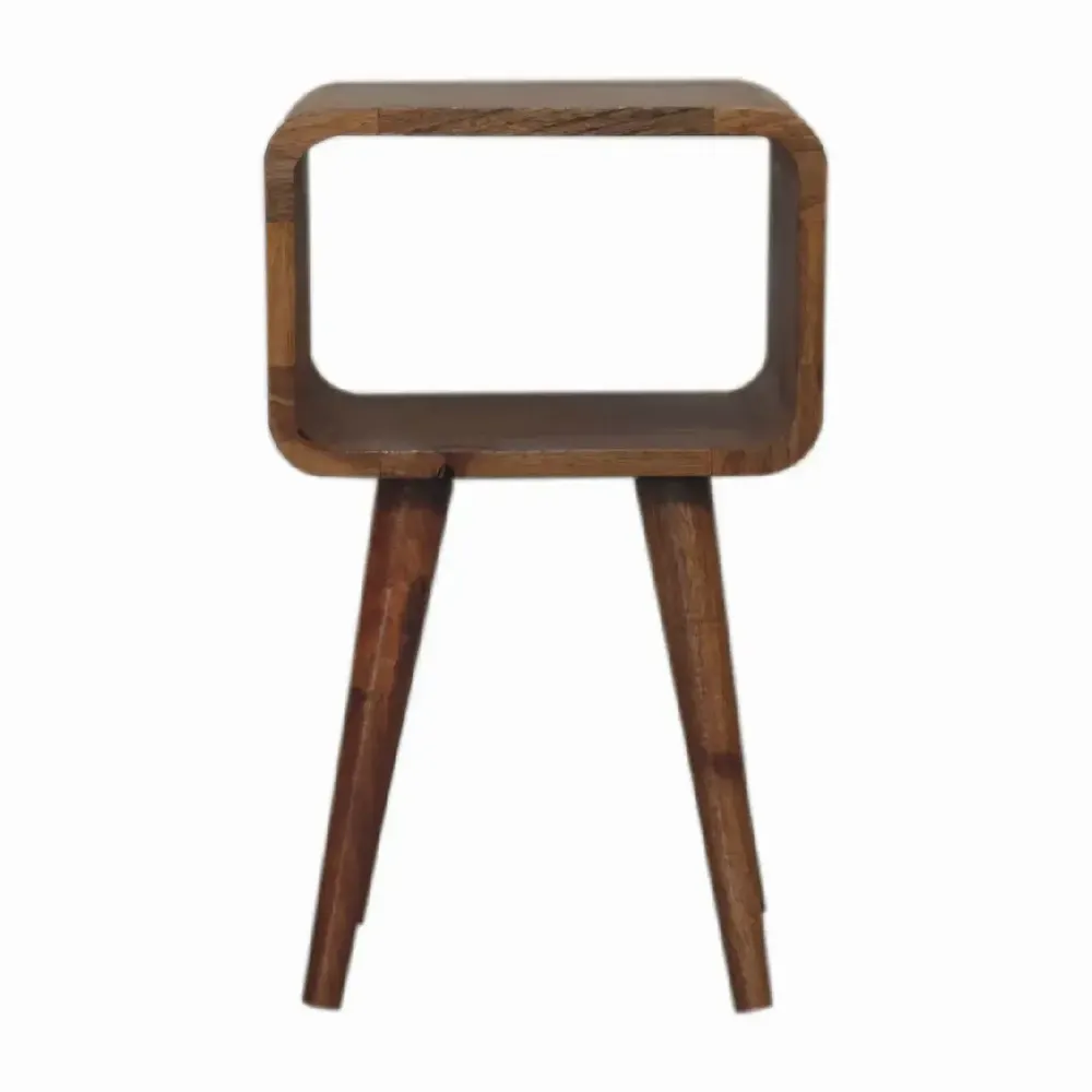 Night tables - Artisan Furniture Solid Wood Mini Curved Open Nightstand, Open Slot, Light Brown - ARTISAN FURNITURE