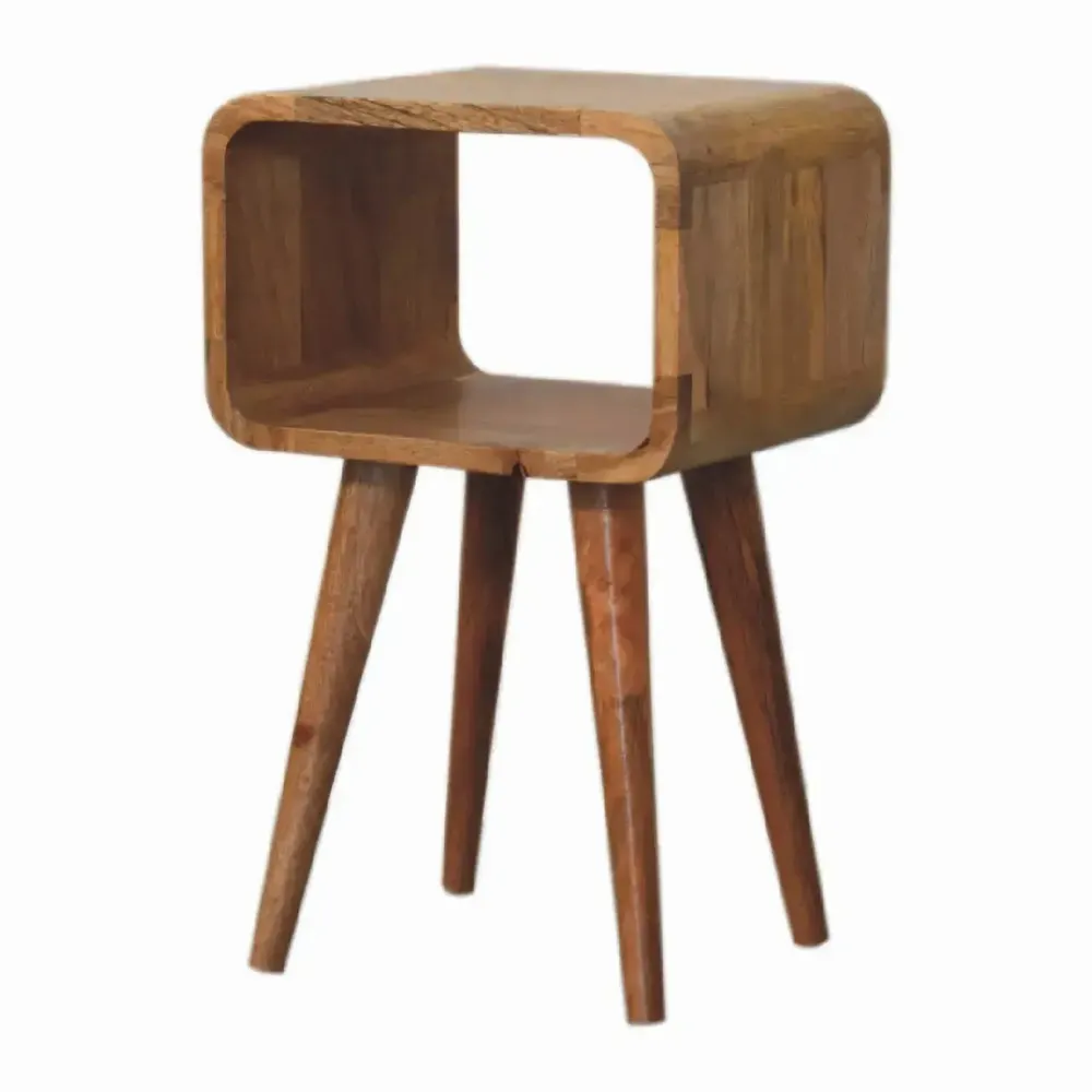 Night tables - Artisan Furniture Solid Wood Mini Curved Open Nightstand, Open Slot, Light Brown - ARTISAN FURNITURE