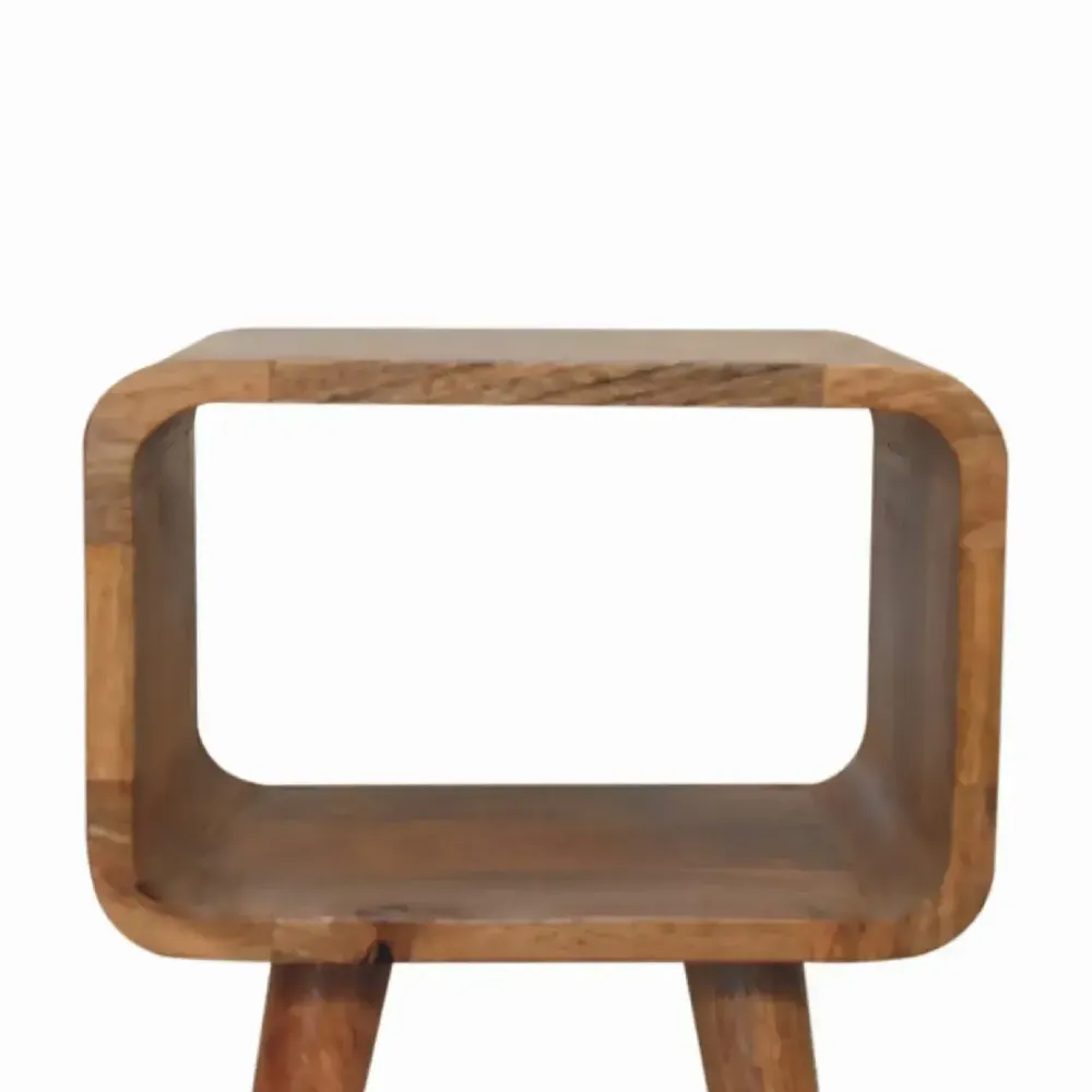 Night tables - Artisan Furniture Solid Wood Mini Curved Open Nightstand, Open Slot, Light Brown - ARTISAN FURNITURE