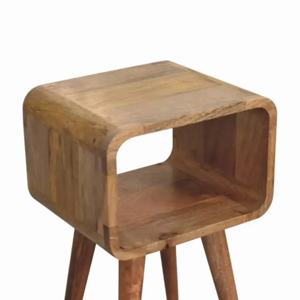 Night tables - Artisan Furniture Solid Wood Mini Curved Open Nightstand, Open Slot, Light Brown - ARTISAN FURNITURE