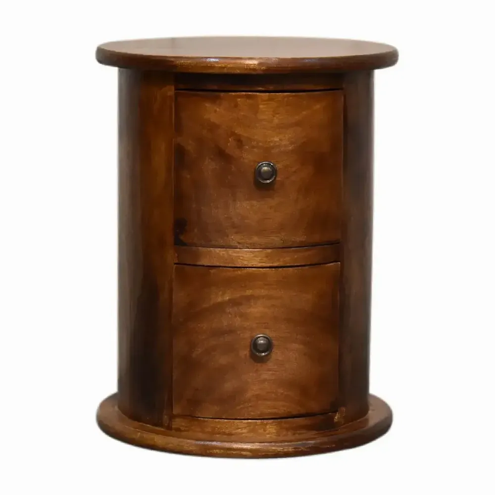 Chiffonniers - Artisan Furniture en bois massif Mini Drum Commode, 2 Tiroirs, Commodenut, Marron - ARTISAN FURNITURE