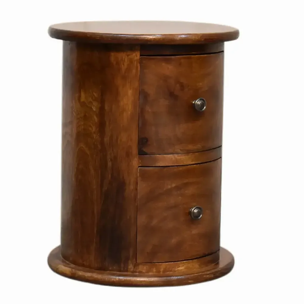 Chiffonniers - Artisan Furniture en bois massif Mini Drum Commode, 2 Tiroirs, Commodenut, Marron - ARTISAN FURNITURE
