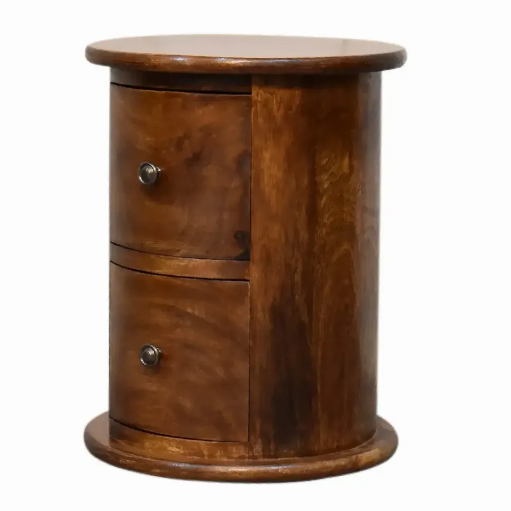 Chiffonniers - Artisan Furniture en bois massif Mini Drum Commode, 2 Tiroirs, Commodenut, Marron - ARTISAN FURNITURE