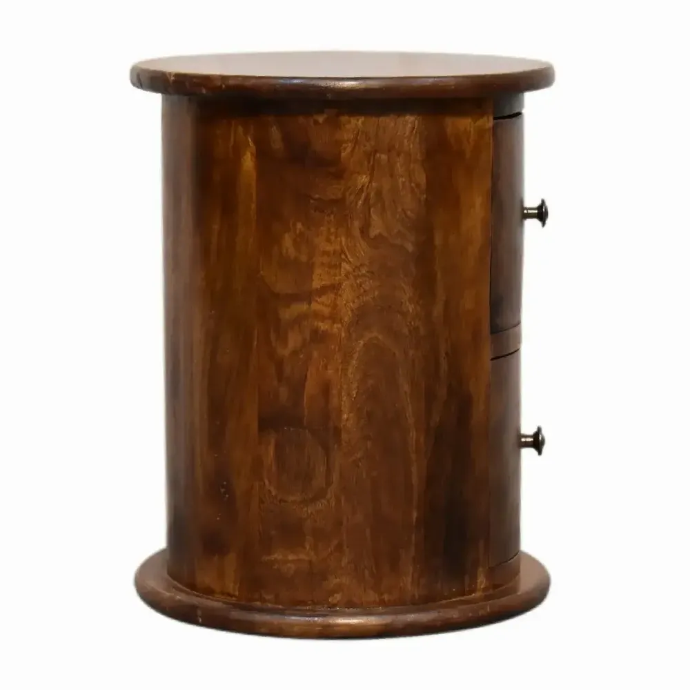 Chiffonniers - Artisan Furniture en bois massif Mini Drum Commode, 2 Tiroirs, Commodenut, Marron - ARTISAN FURNITURE