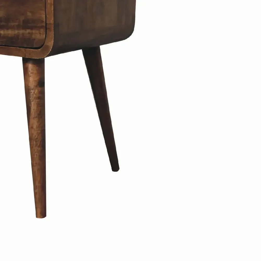 Night tables - Artisan Furniture Solid Wood Mini Grey Wash Curve Open Nightstand, 1 Drawer and Open Slot, Grey - ARTISAN FURNITURE