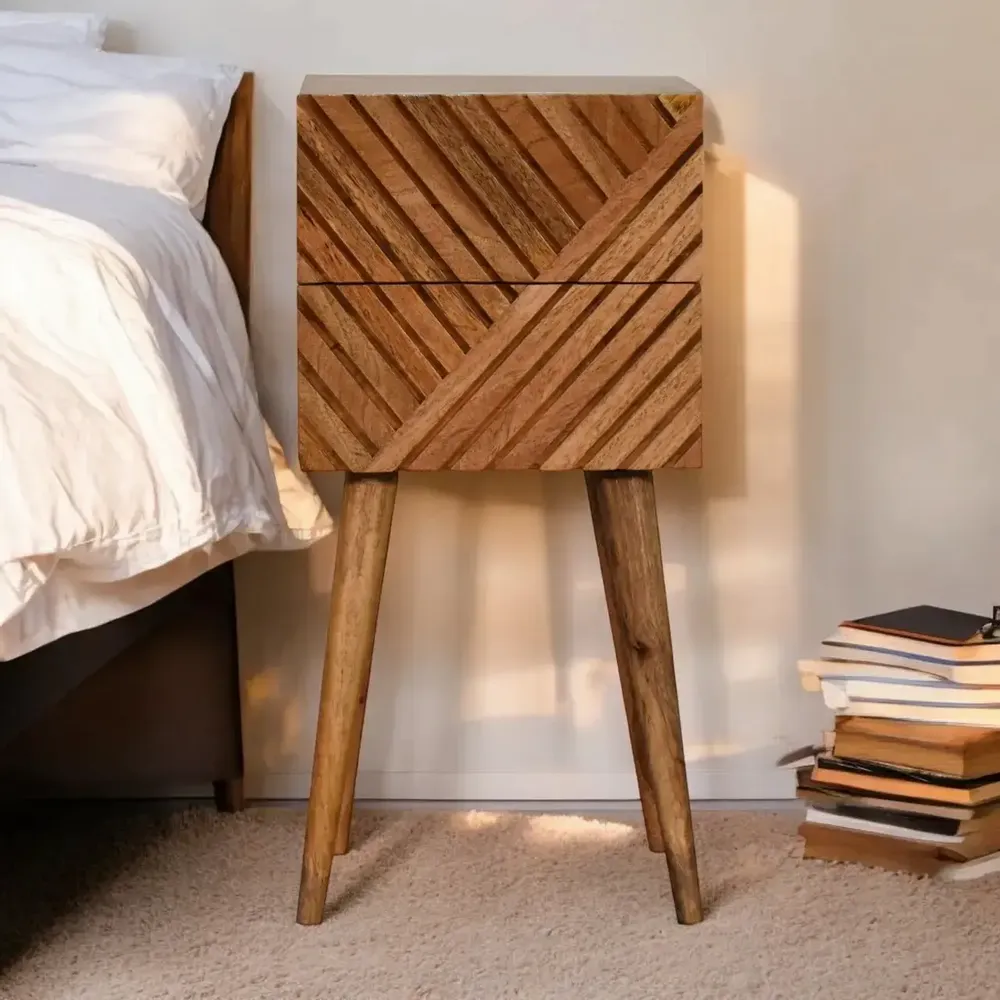 Tables de nuit - Artisan Furniture en bois massif Mini Lillie Table de chevet, 2 Tiroirs, Marron - ARTISAN FURNITURE