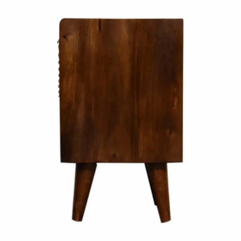 Night tables - Artisan Furniture Solid Wood Mini Manila Gold Nightstand, 1 Drawer and Open Slot, Dark Brown - ARTISAN FURNITURE