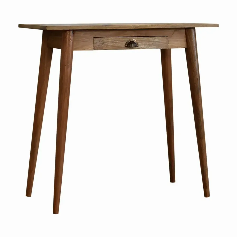 Desks - Artisan Furniture Solid Wood Mini Nordic Style Writing Desk, 1 Drawer, Brown - ARTISAN FURNITURE