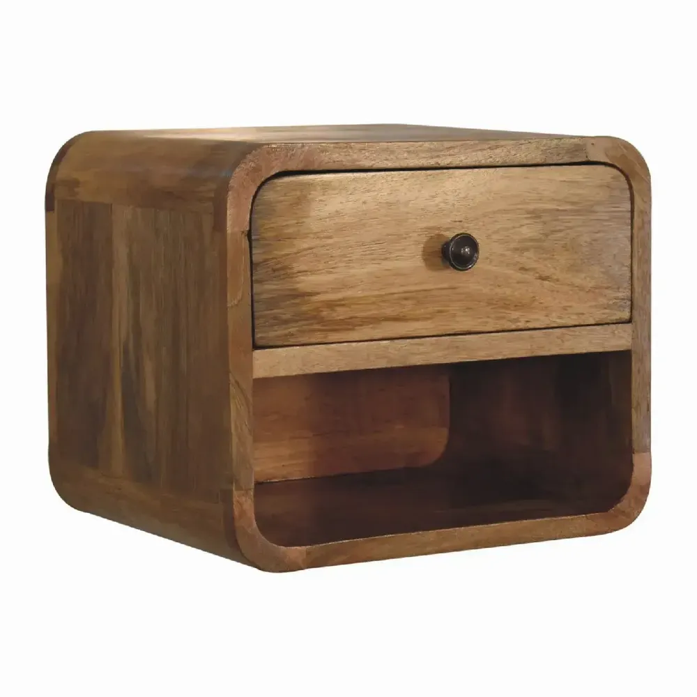 Tables de nuit - Artisan Furniture en bois massif Mini Suspendu Ouvert Table de chevet, 1 Tiroir et 1 Niche ouverte, Chêne clair, Marron - ARTISAN FURNITURE