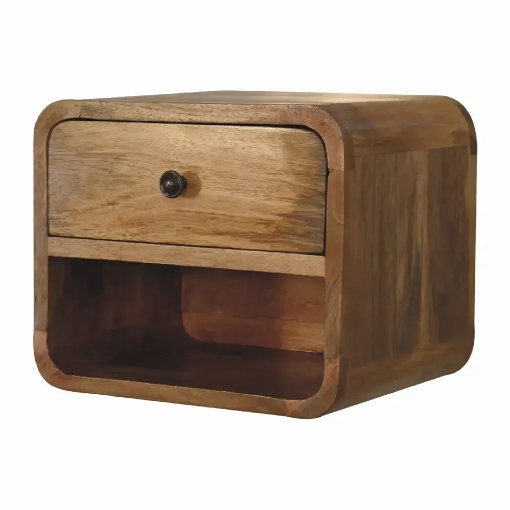 Tables de nuit - Artisan Furniture en bois massif Mini Suspendu Ouvert Table de chevet, 1 Tiroir et 1 Niche ouverte, Chêne clair, Marron - ARTISAN FURNITURE