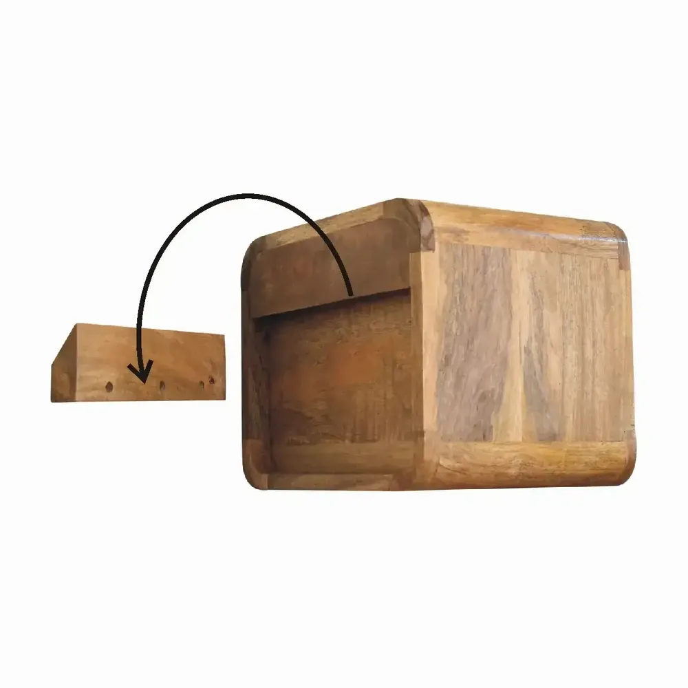 Tables de nuit - Artisan Furniture en bois massif Mini Suspendu Ouvert Table de chevet, 1 Tiroir et 1 Niche ouverte, Chêne clair, Marron - ARTISAN FURNITURE