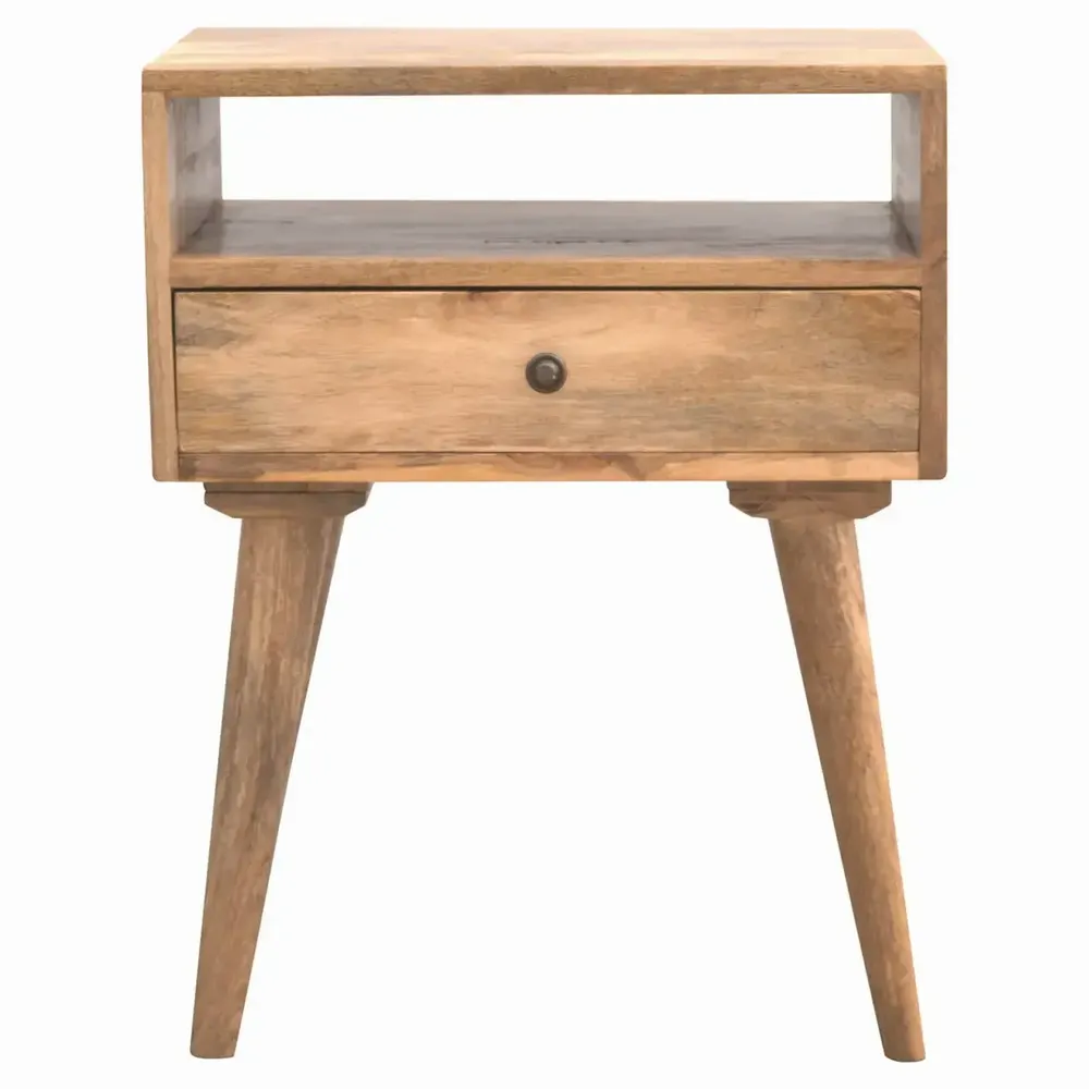 Tables de nuit - Artisan Furniture en bois massif Modern Table de chevet, 1 Tiroir et Niche ouverte, Beige - ARTISAN FURNITURE