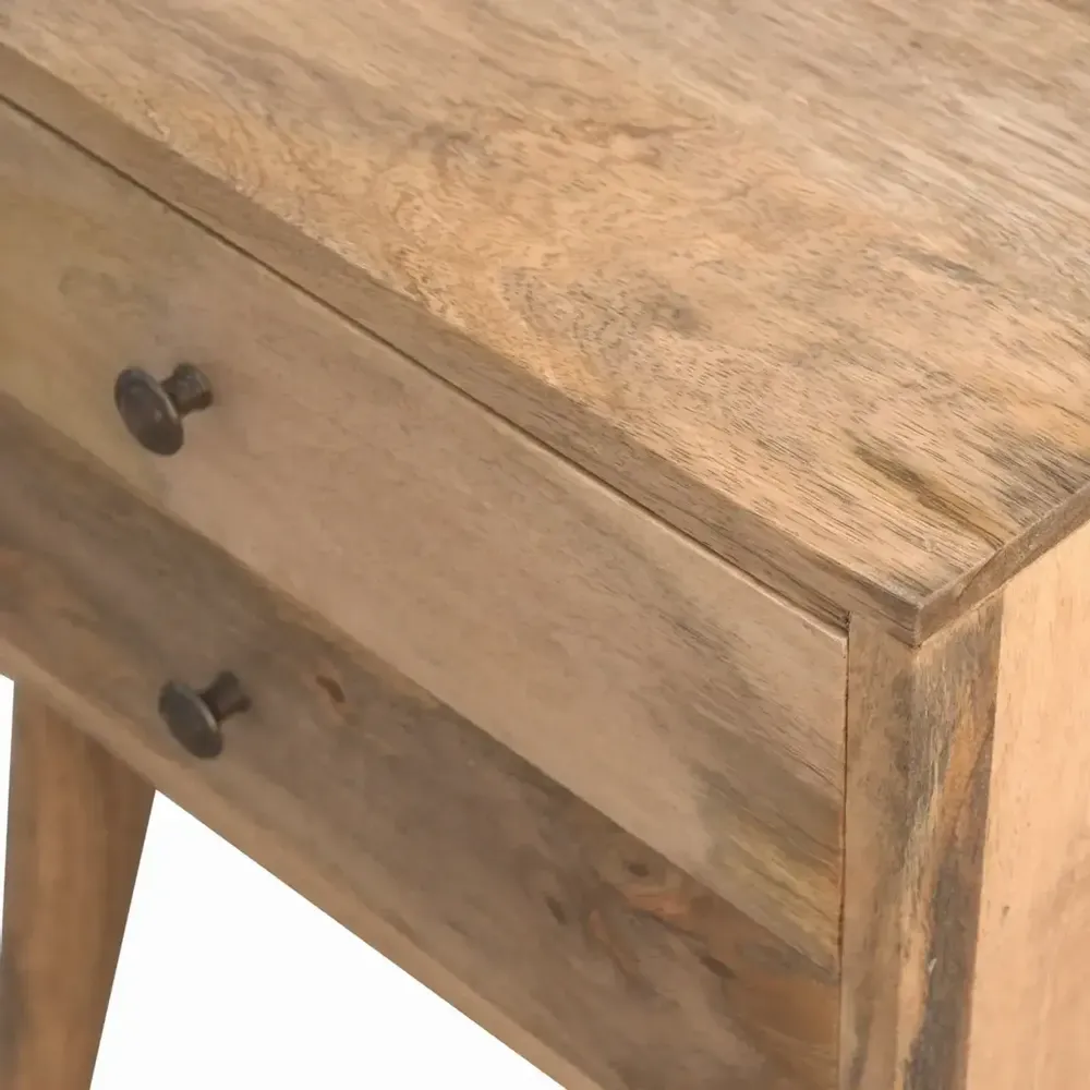 Night tables - Artisan Furniture Solid Wood Modern Nightstand, 2 Drawers, Nordic Legs, Oak-ish, Brown - ARTISAN FURNITURE