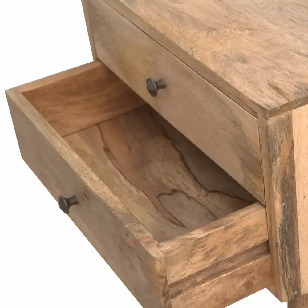 Night tables - Artisan Furniture Solid Wood Modern Nightstand, 2 Drawers, Nordic Legs, Oak-ish, Brown - ARTISAN FURNITURE