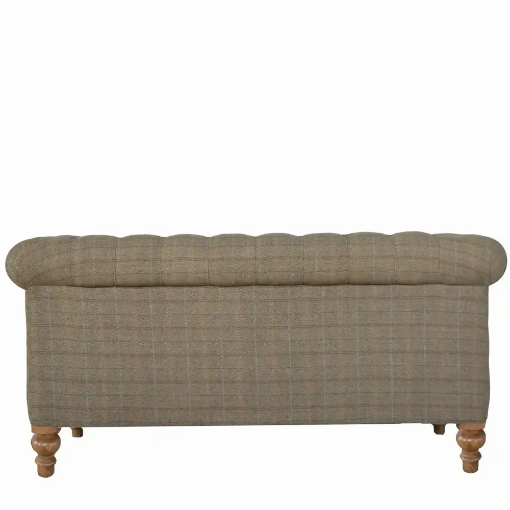 Sofas - Artisan Furniture Solid Wood Multi Tweed 2 Seat Chesterfield, Upholstered, Grey and Brown - ARTISAN FURNITURE