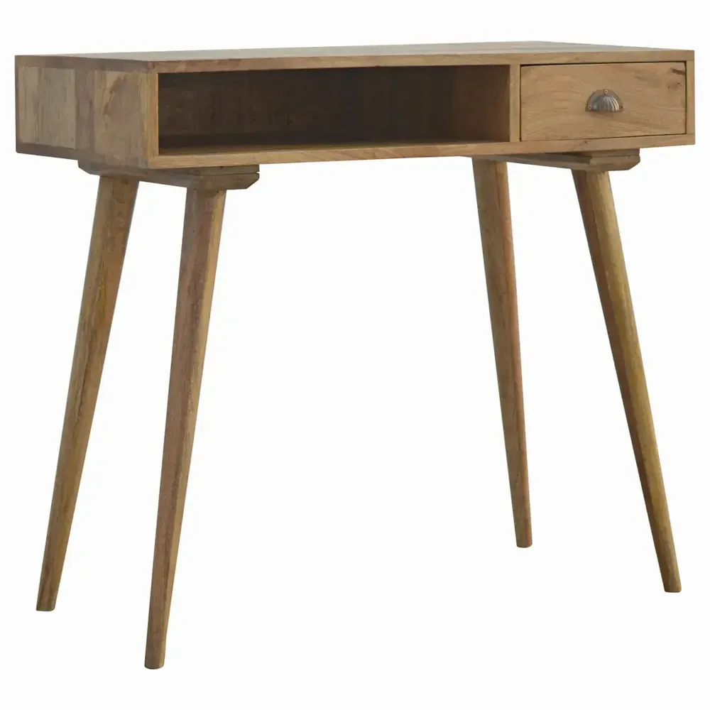 Desks - Artisan Furniture Solid Wood Nordic Writing Desk, 1 Drawer and Open Slot, Beige - ARTISAN FURNITURE