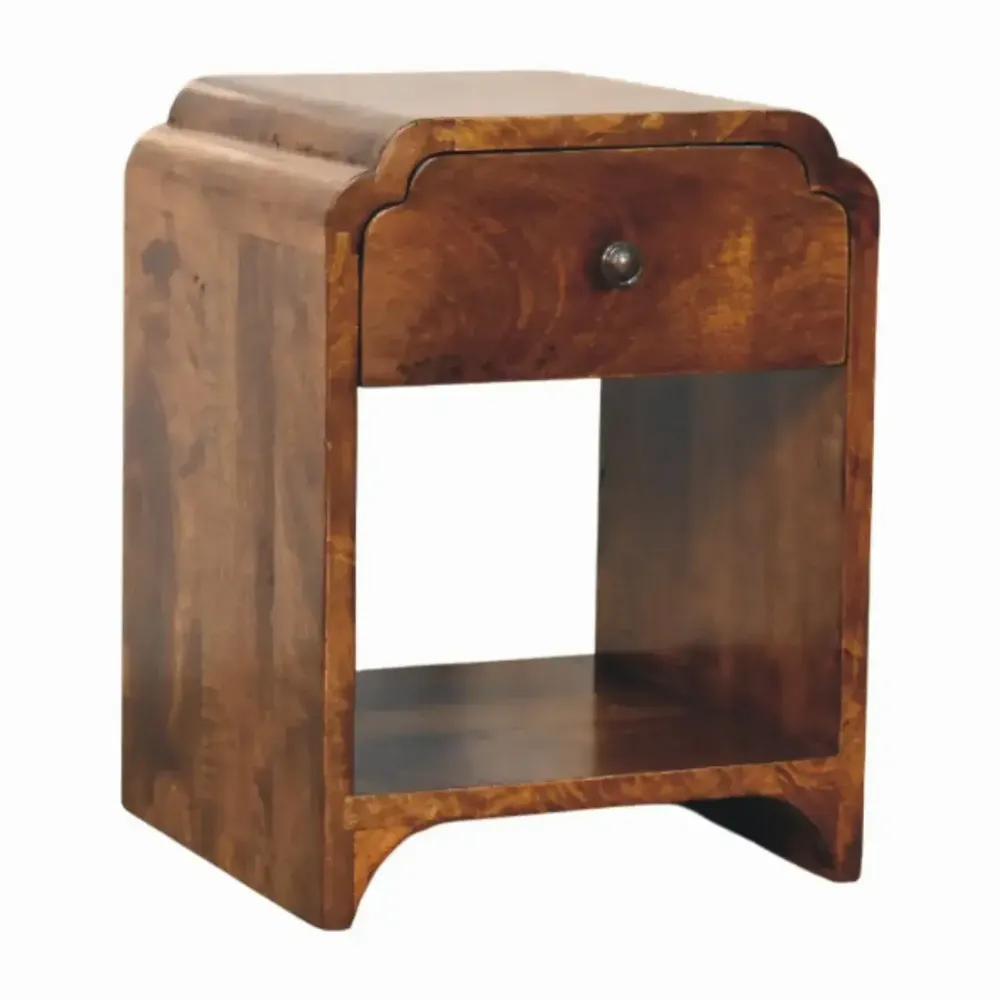 Tables de nuit - Artisan Furniture en bois massif Newton Mini Commodenut Table de chevet avec a drawer et open shelf, Marron Foncé - ARTISAN FURNITURE