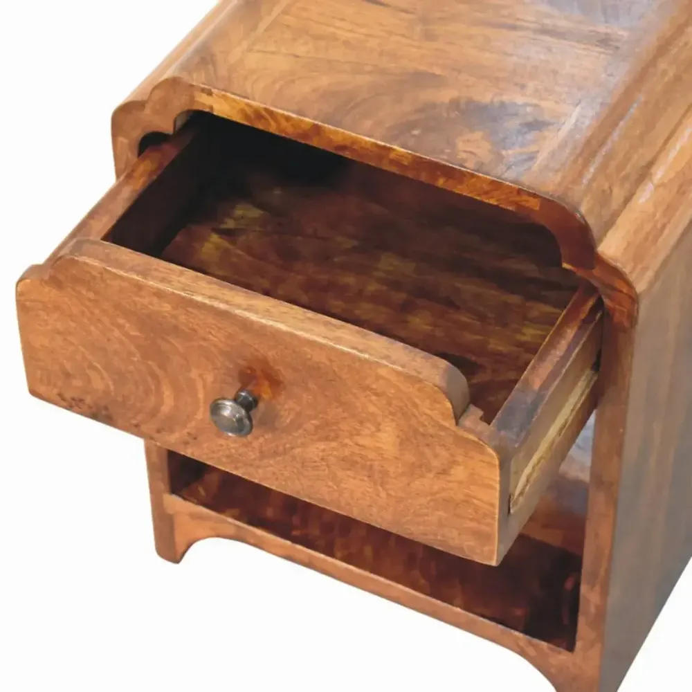 Tables de nuit - Artisan Furniture en bois massif Newton Mini Commodenut Table de chevet avec a drawer et open shelf, Marron Foncé - ARTISAN FURNITURE