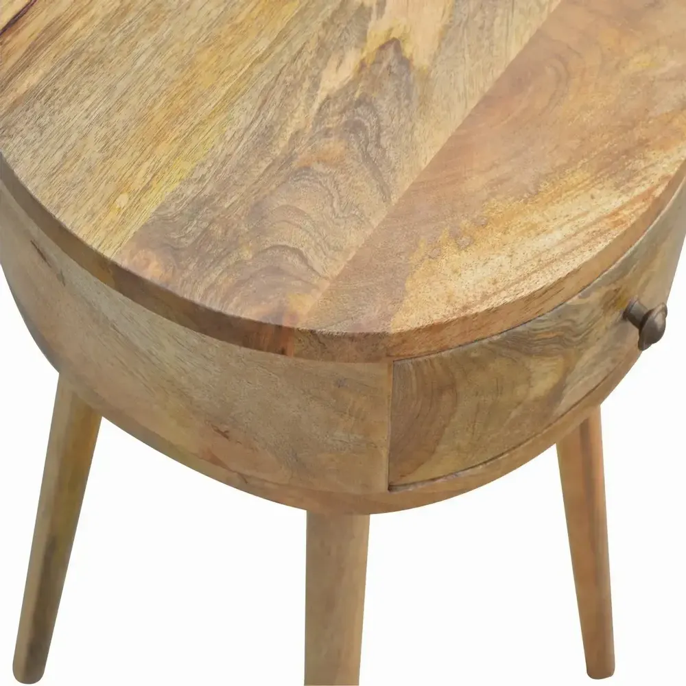 Night tables - Artisan Furniture Solid Wood Nordic Circular Shaped Nightstand, 1 Drawer, Beige - ARTISAN FURNITURE