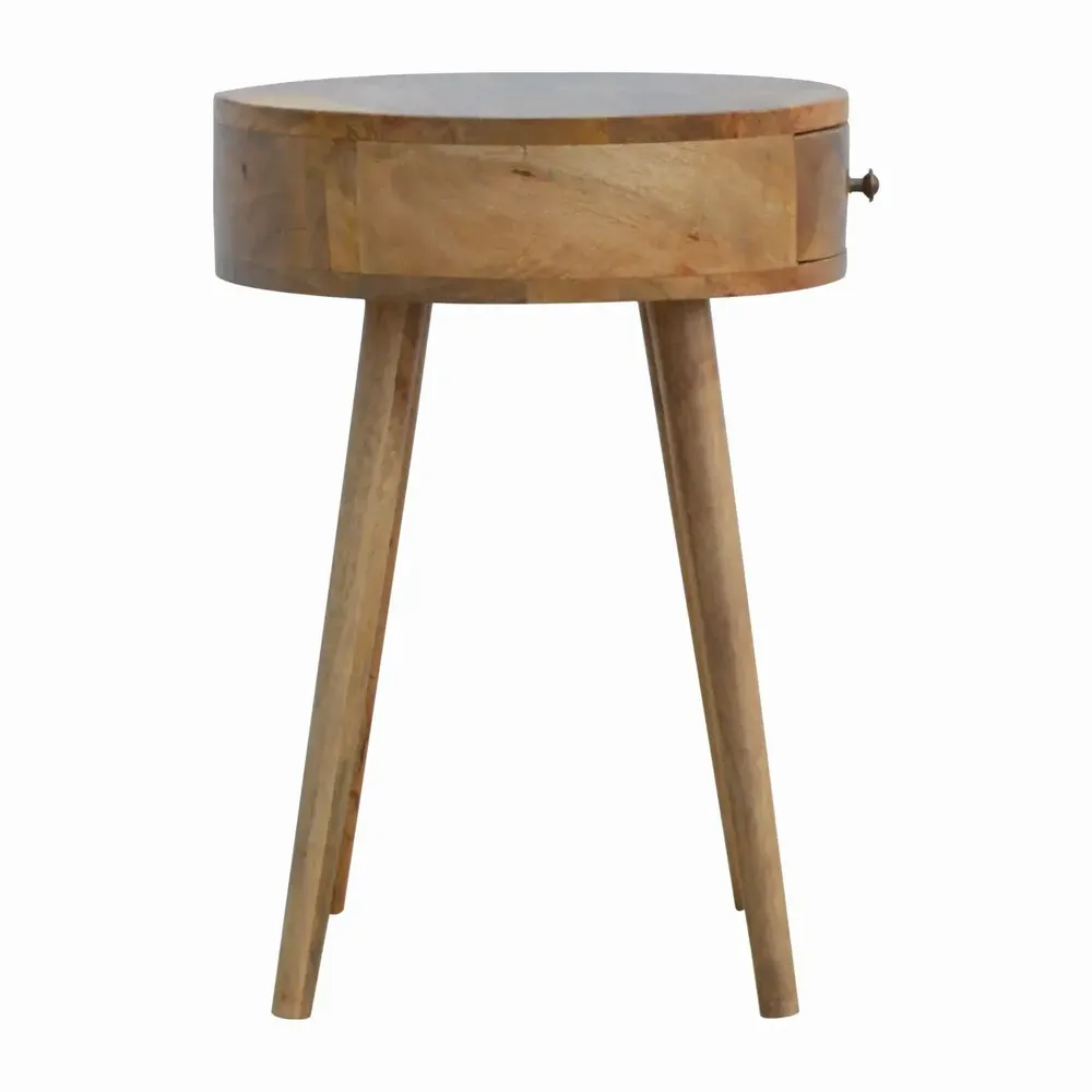 Night tables - Artisan Furniture Solid Wood Nordic Circular Shaped Nightstand, 1 Drawer, Beige - ARTISAN FURNITURE