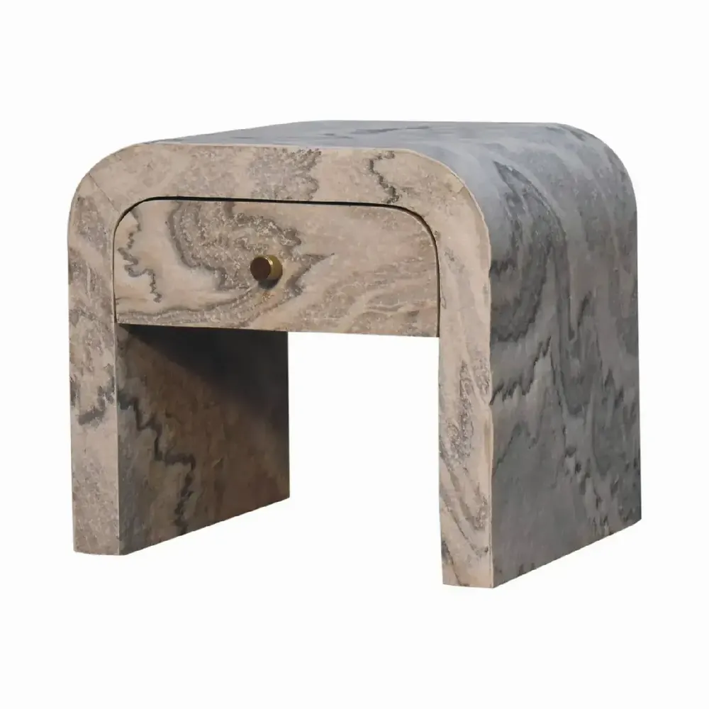 Tables de nuit - Artisan Furniture en bois massif Nouveau Table de chevet, 1 Tiroir, Laminated Marble Effect-White - ARTISAN FURNITURE