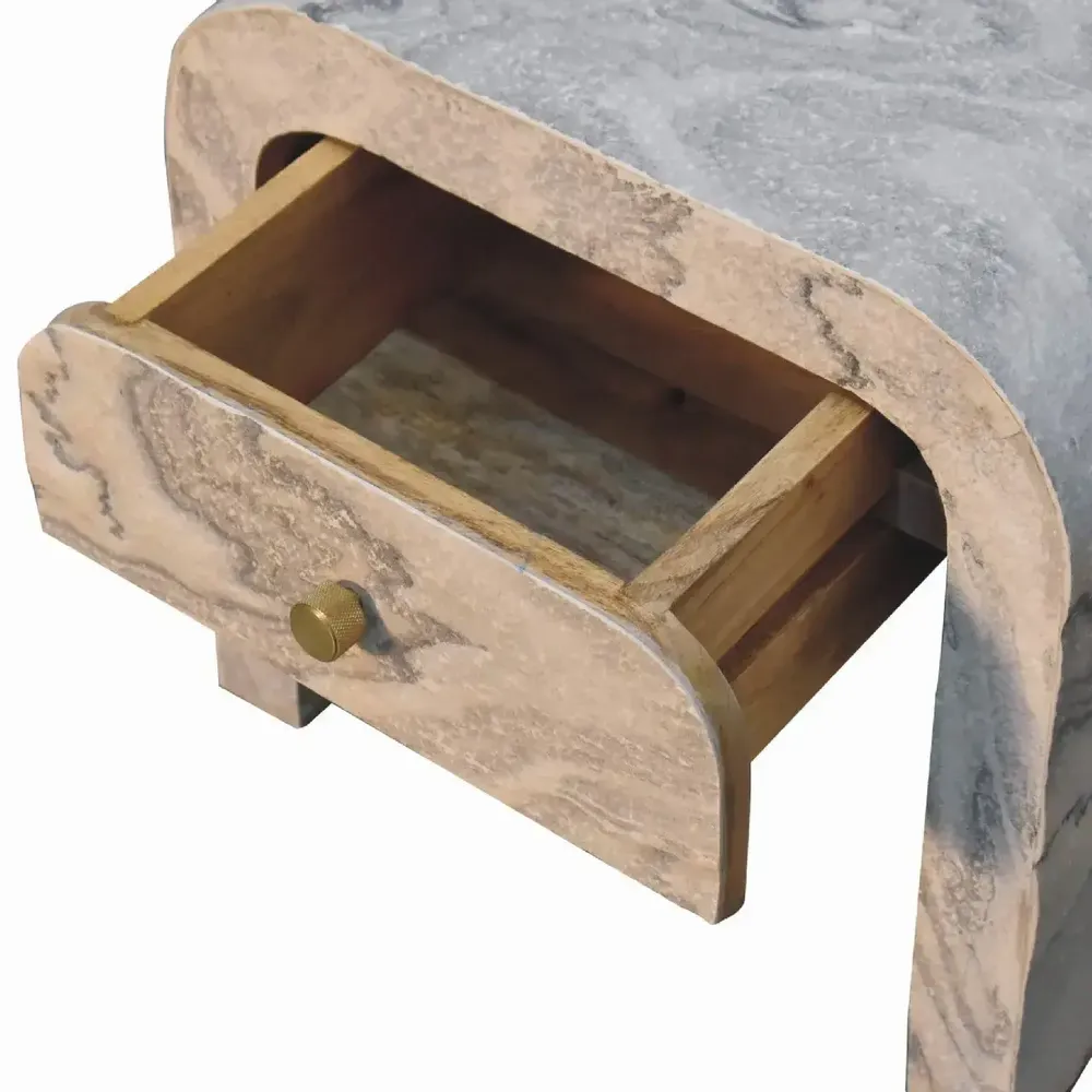 Tables de nuit - Artisan Furniture en bois massif Nouveau Table de chevet, 1 Tiroir, Laminated Marble Effect-White - ARTISAN FURNITURE