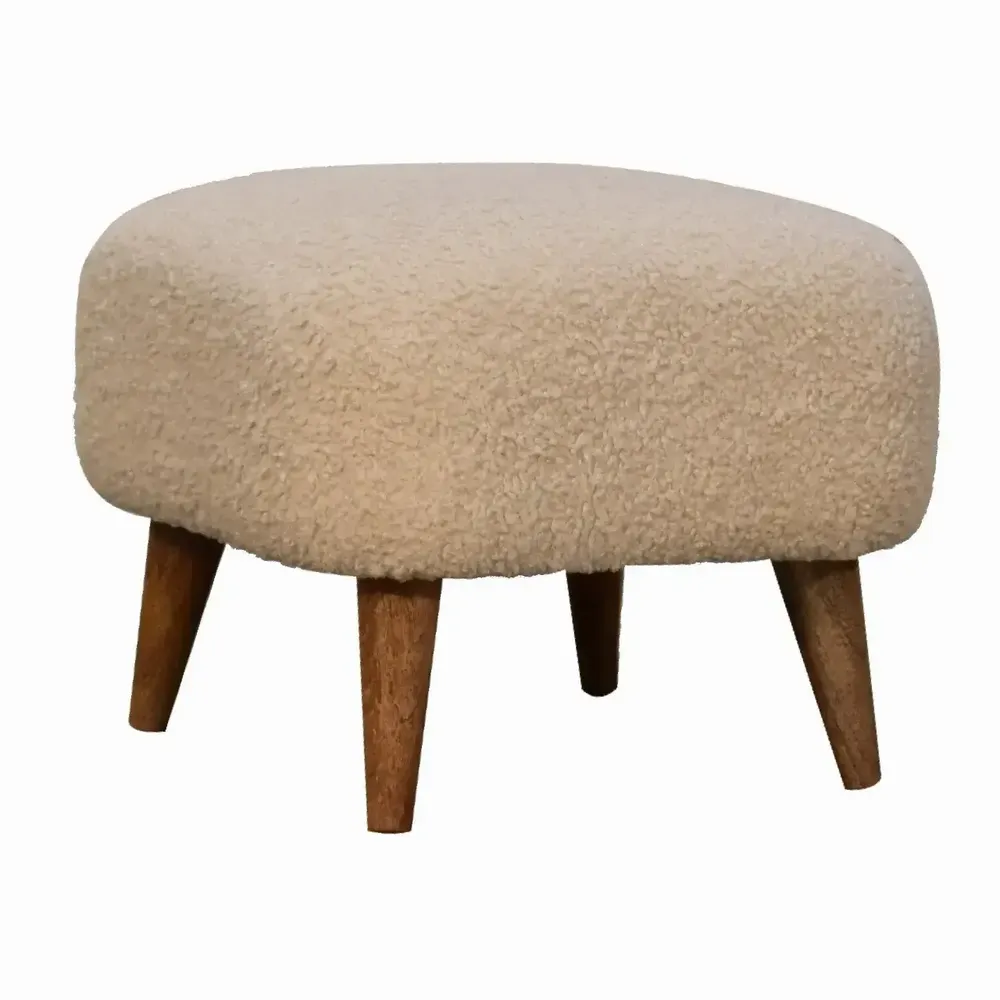 Poufs - Artisan Furniture en bois massif Rembourré Boucle Cream Square Repose-pieds, Marron et Cream - ARTISAN FURNITURE