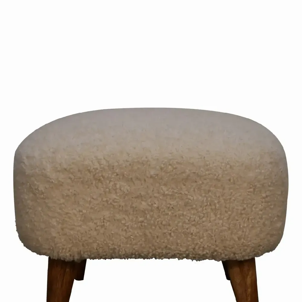 Poufs - Artisan Furniture en bois massif Rembourré Boucle Cream Square Repose-pieds, Marron et Cream - ARTISAN FURNITURE