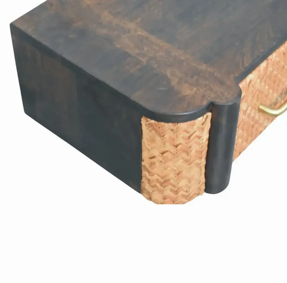 Night tables - Artisan Furniture Solid Wood Rattan Curve Wall-Mounted Drawer, 1 Drawer, Dark Brown - ARTISAN FURNITURE