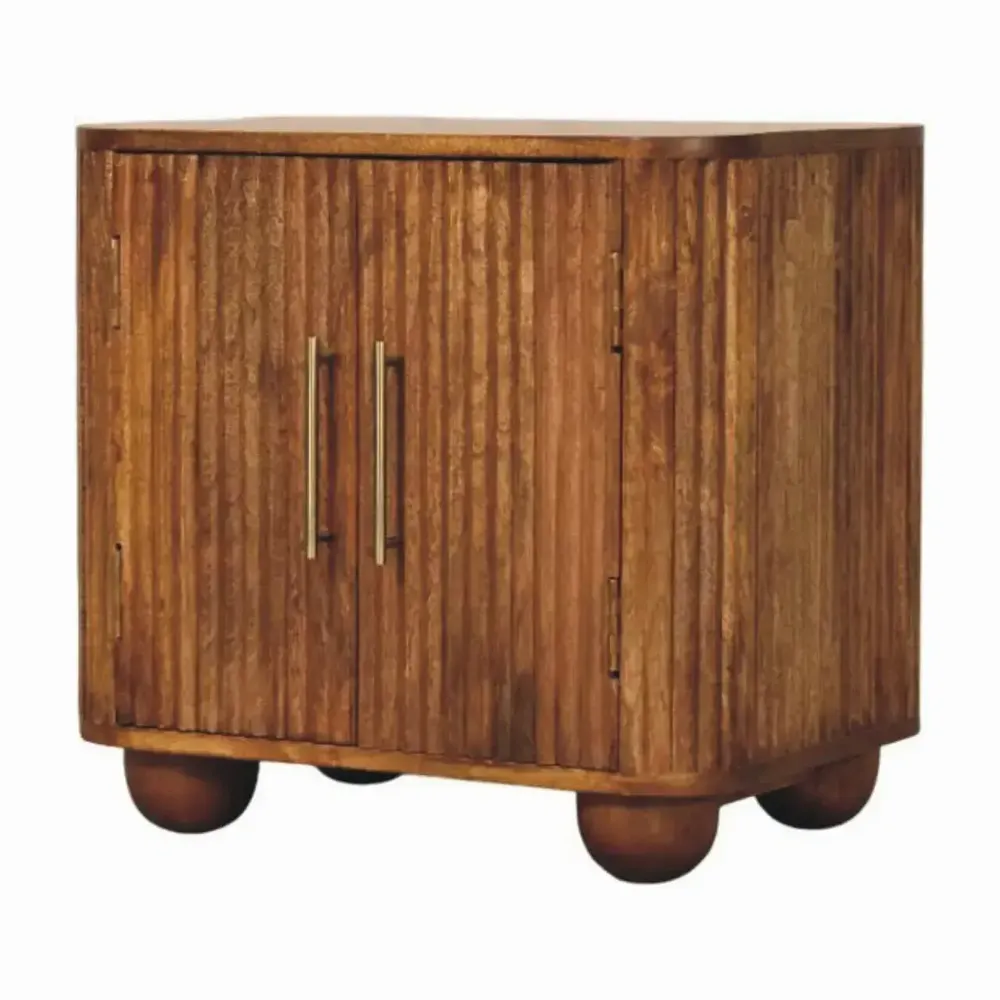 Buffets - Artisan Furniture en bois massif Solis Fluted Mini Buffet, 2 Portes, 2 Étagères, Marron - ARTISAN FURNITURE
