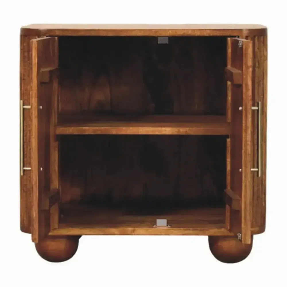 Buffets - Artisan Furniture en bois massif Solis Fluted Mini Buffet, 2 Portes, 2 Étagères, Marron - ARTISAN FURNITURE