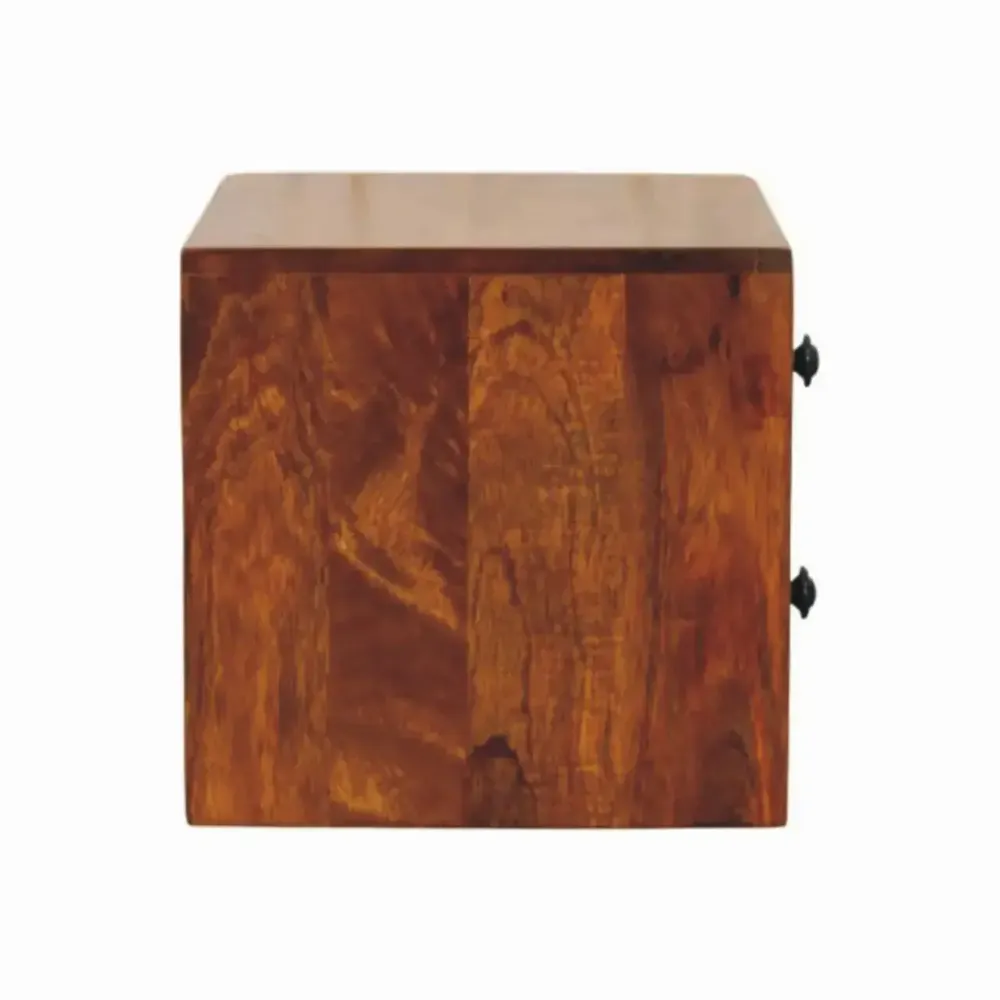 Tables de nuit - Artisan Furniture en bois massif Solis Commodenut Mural Table de chevet, 2 Tiroirs, Marron Foncé - ARTISAN FURNITURE