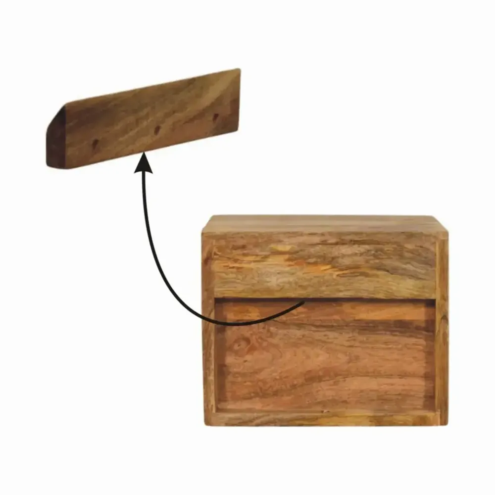 Tables de nuit - Artisan Furniture en bois massif Solis Mural Table de chevet, 1 Tiroir et Niche ouverte, Chêne clair, Marron - ARTISAN FURNITURE