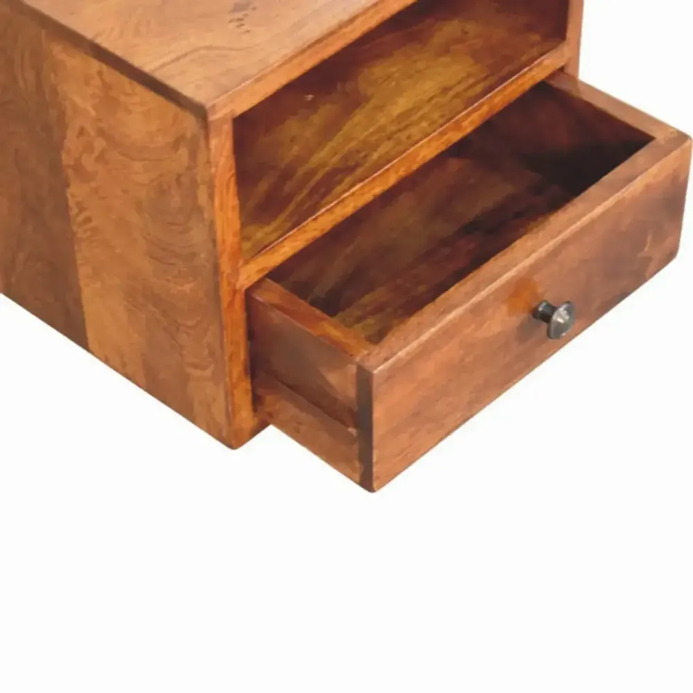 Tables de nuit - Artisan Furniture en bois massif Solis Mural Table de chevet, 1 Tiroir et Niche ouverte, Commodenut, Marron Foncé - ARTISAN FURNITURE