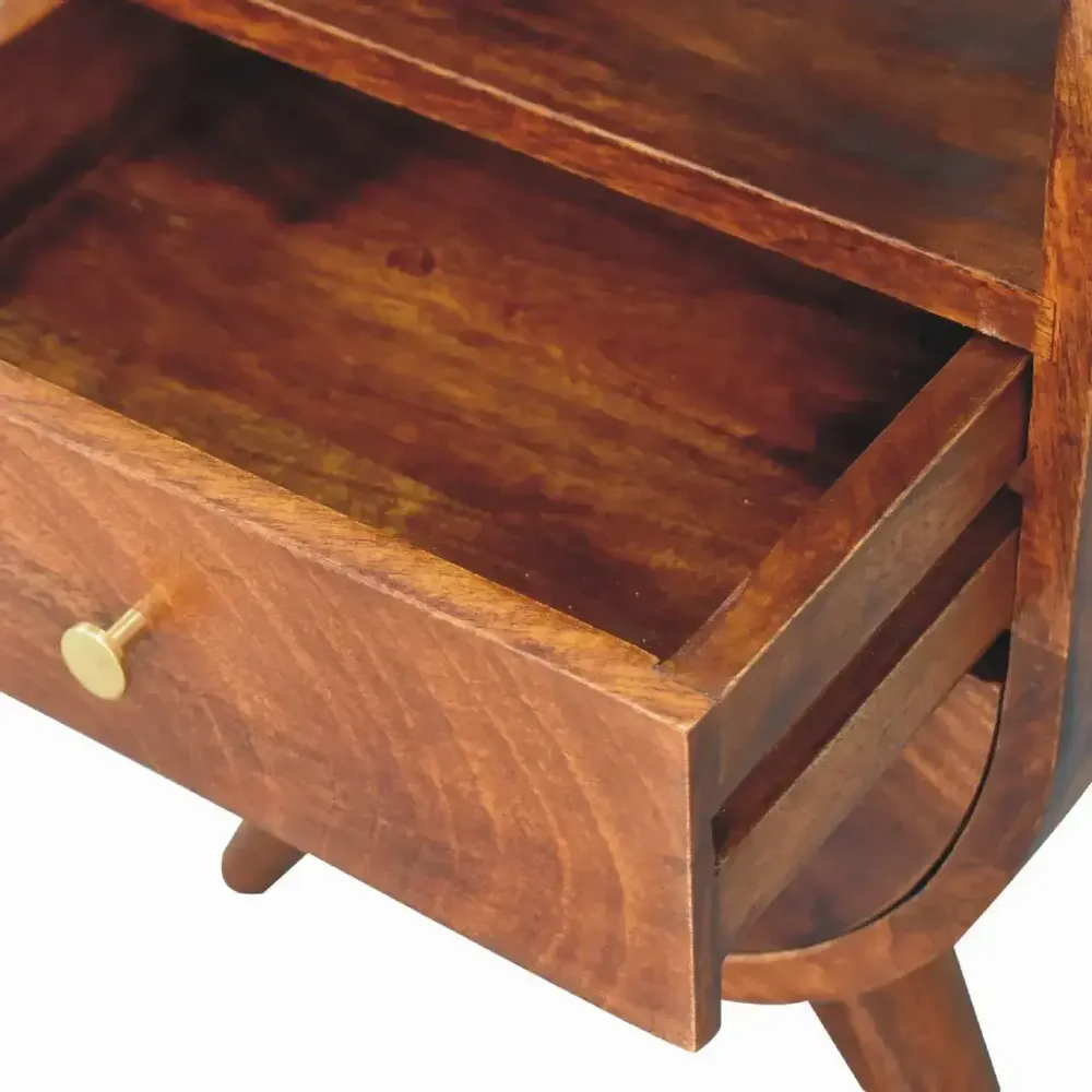 Tables de nuit - Artisan Furniture en bois massif Split Commodenut Table de chevet, 2 Tiroirs, 1 Niche ouverte, Marron Foncé - ARTISAN FURNITURE