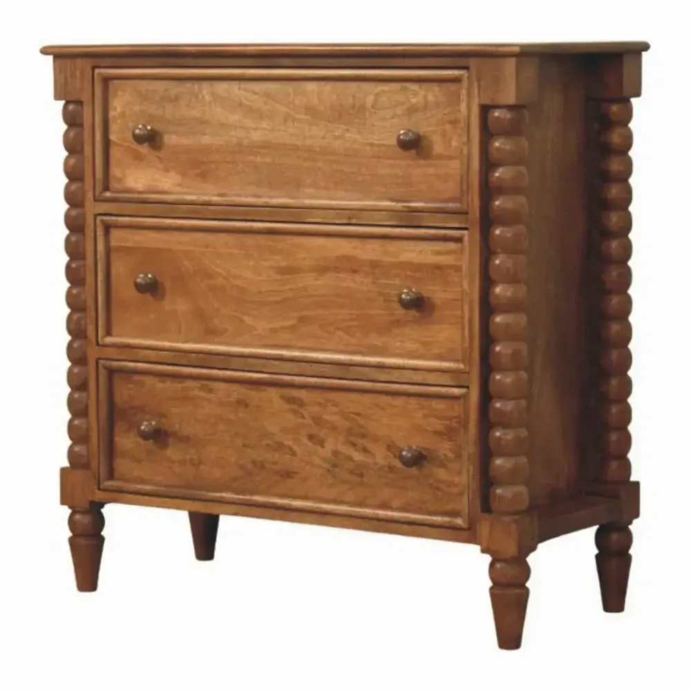 Chests of drawers - Artisan Furniture Solid Wood Spindle Chest, 3 Drawers, Brown - ARTISAN FURNITURE