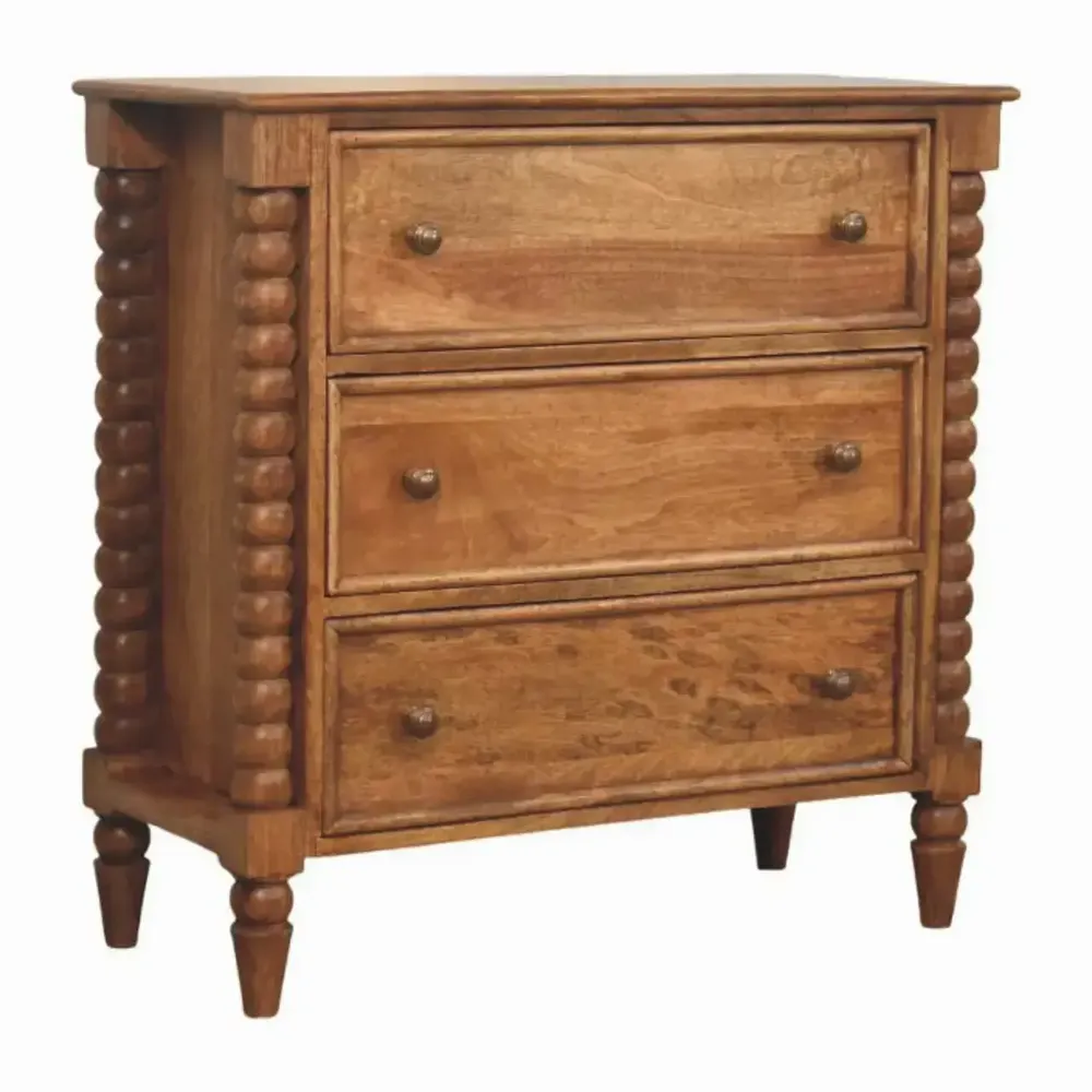 Chests of drawers - Artisan Furniture Solid Wood Spindle Chest, 3 Drawers, Brown - ARTISAN FURNITURE