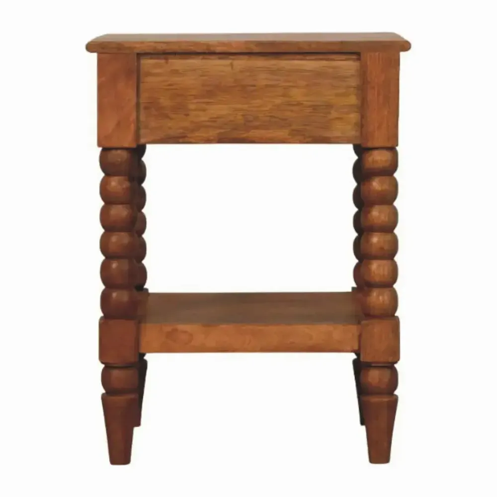 Tables de nuit - Artisan Furniture en bois massif Tourné Table de chevet, 1 Tiroir, 1 Étagère, Marron - ARTISAN FURNITURE