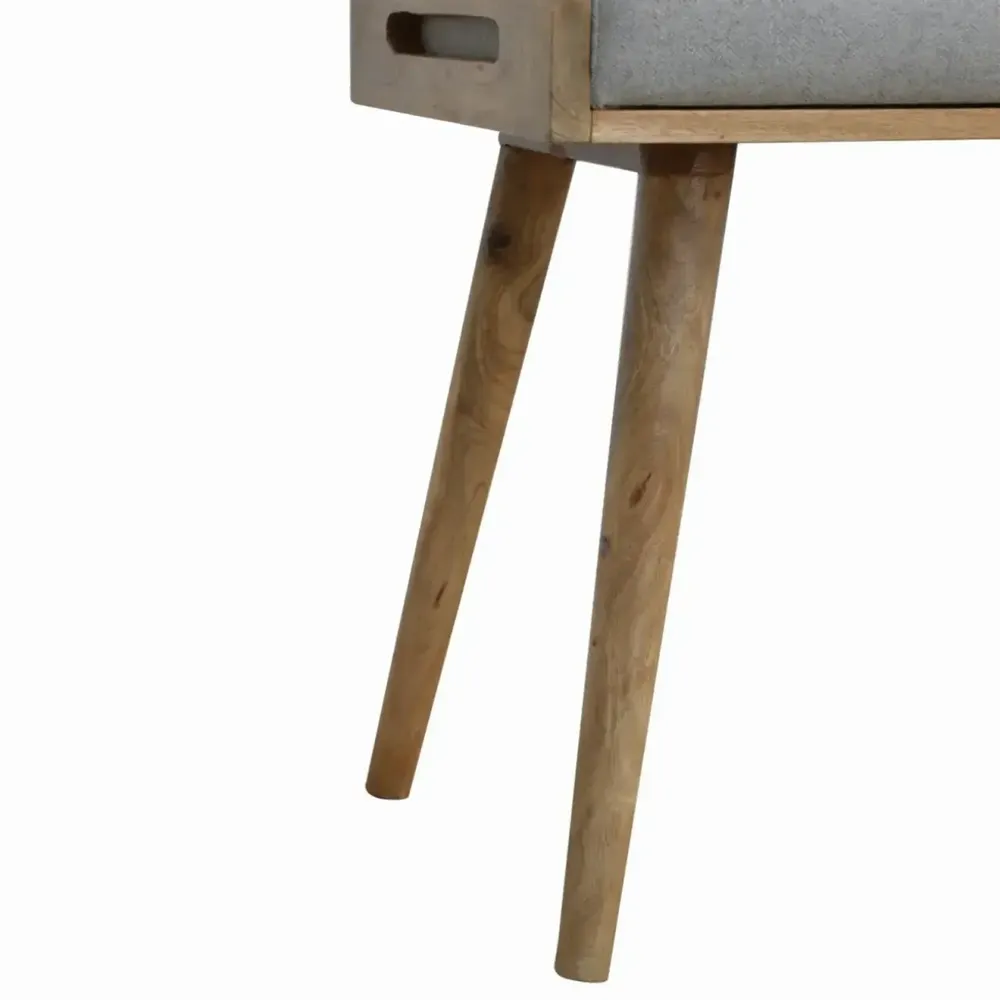 Stools - Artisan Furniture Solid Wood Tweed Tray Style Footstool, Upholstered, Nordic Legs, Grey and Brown - ARTISAN FURNITURE