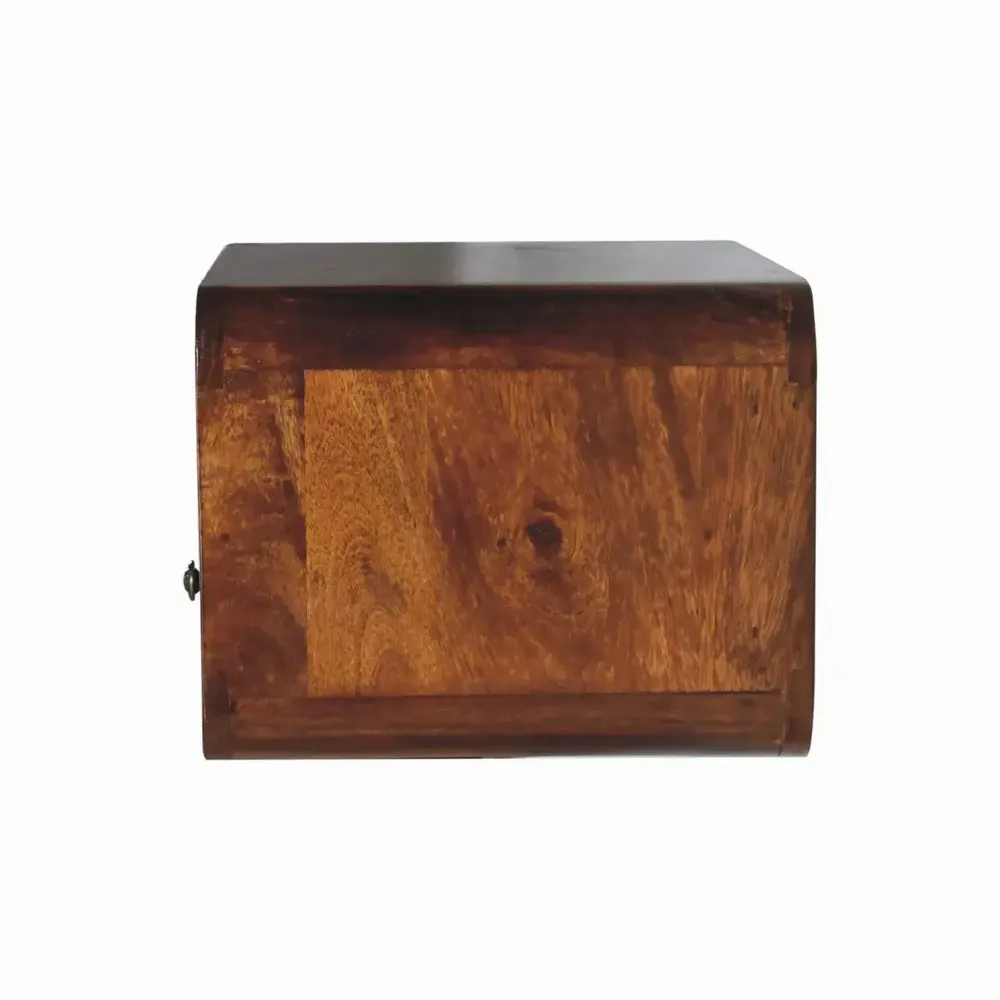Night tables - Artisan Furniture Solid Wood Large Chestnut Curve Floating Nightstand, 1 Drawer and Open Slot, Dark Brown - ARTISAN FURNITURE