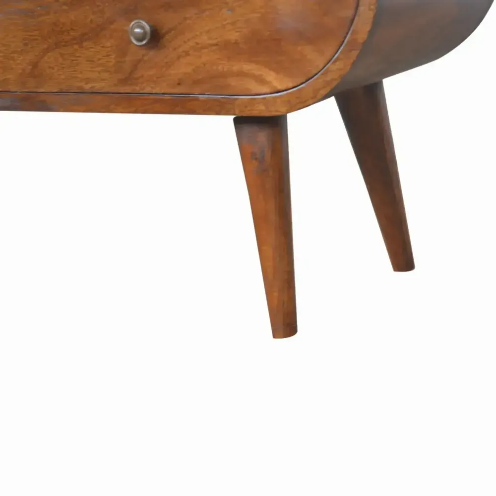 Meubles TV - Artisan Furniture Meuble TV Rond London en Châtaignier, 2 Tiroirs et 2 Fentes Ouvertes, Marron Foncé - ARTISAN FURNITURE