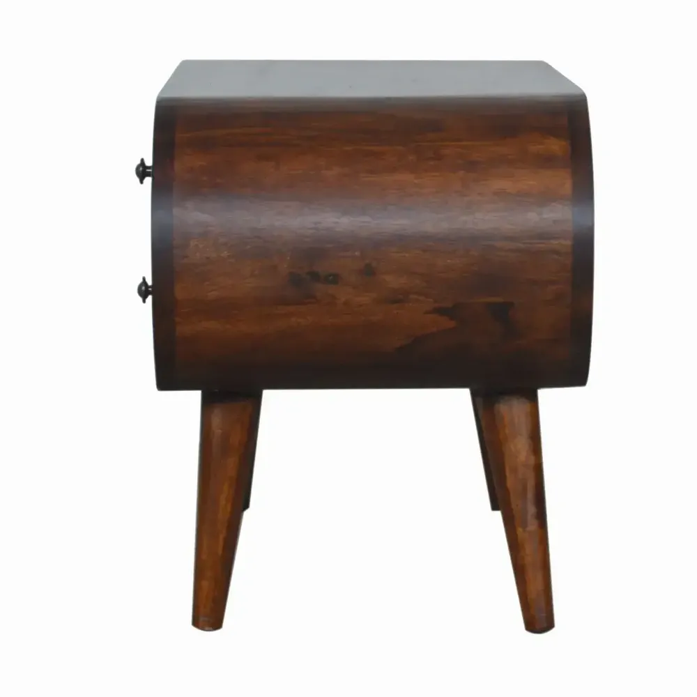 Meubles TV - Artisan Furniture Meuble TV Rond London en Châtaignier, 2 Tiroirs et 2 Fentes Ouvertes, Marron Foncé - ARTISAN FURNITURE